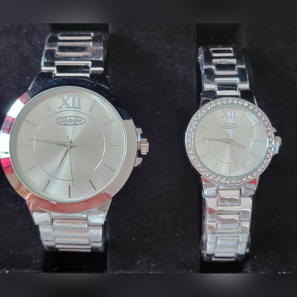 NWOT Antonino Collection His & Silver Her Watch Set
